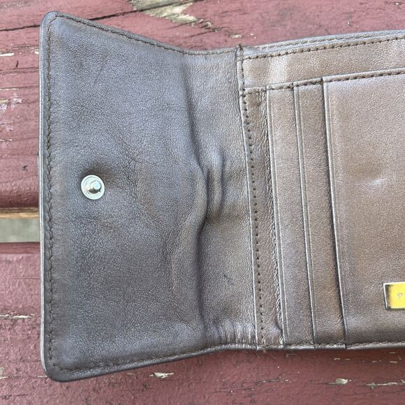 PERLINA Vintage Grey Metallic Leather Wallet Credit Card Holder - Picture 6 of 12